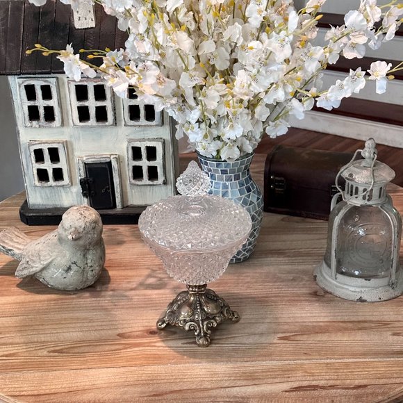 Vintage Diamond Point Glass Compote - Picture 9 of 15